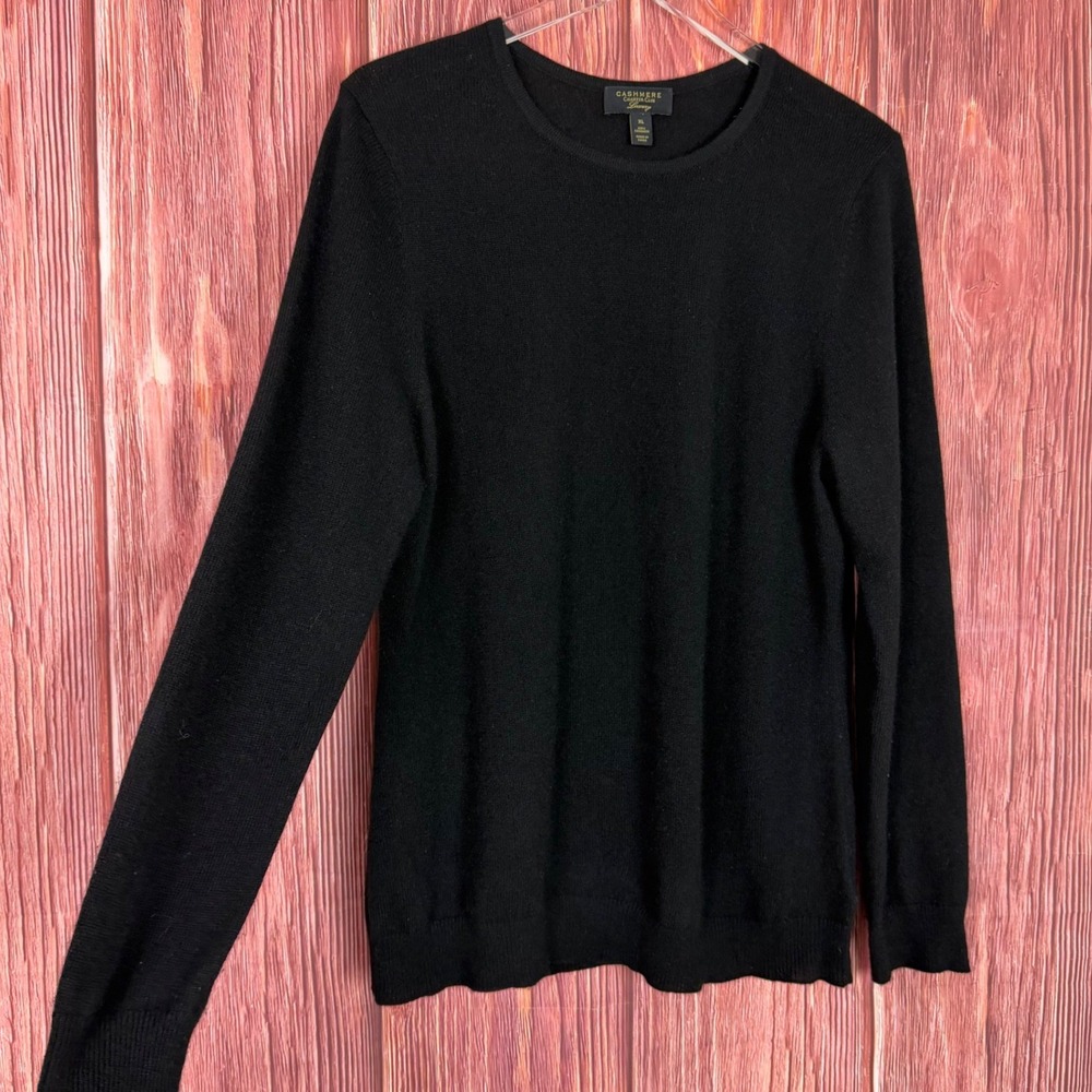Charter Club Luxury 100% Cashmere Sweater Womens XL Black Crew Neck Pullover